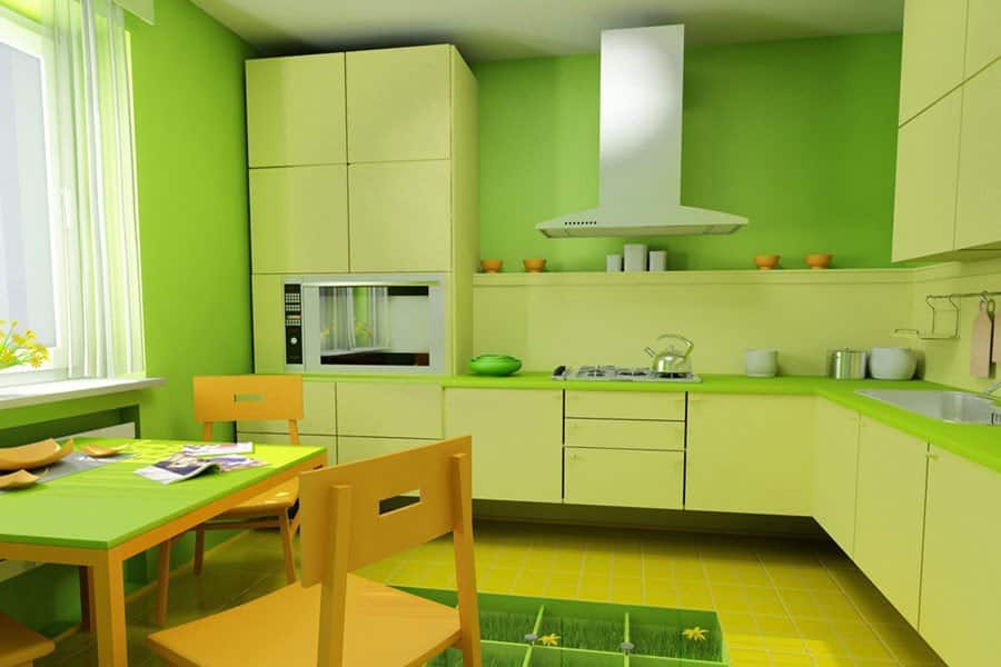 кухня с зелеными стенами фото