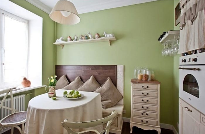 зеленая краска для стен кухни